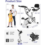 Stationary Exercise Bike| 4 IN 1 Foldable Indoor Cycling Spin Bike for Seniors | 330LB Capacity, 16-Level Magnetic Resistance