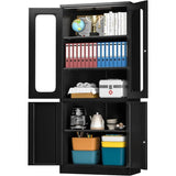 Steel SnapIt Storage Cabinet 72" Locking Metal Cabinet with 4 Adjustable Shelves, 2 Doors and Lock for File, Office, Garage,