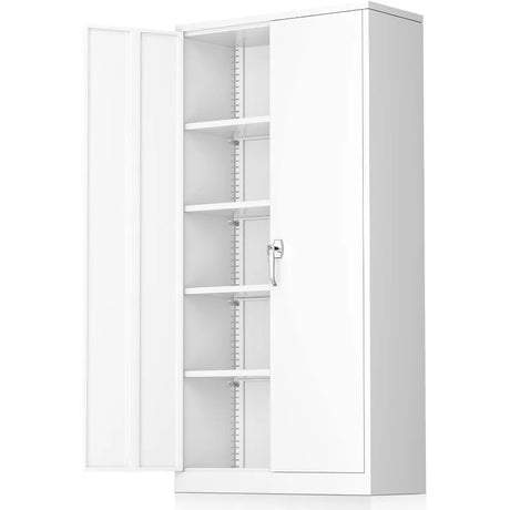 Steel SnapIt Storage Cabinet 72" Locking Metal Cabinet with 4 Adjustable Shelves, 2 Doors and Lock for File, Office, Garage,