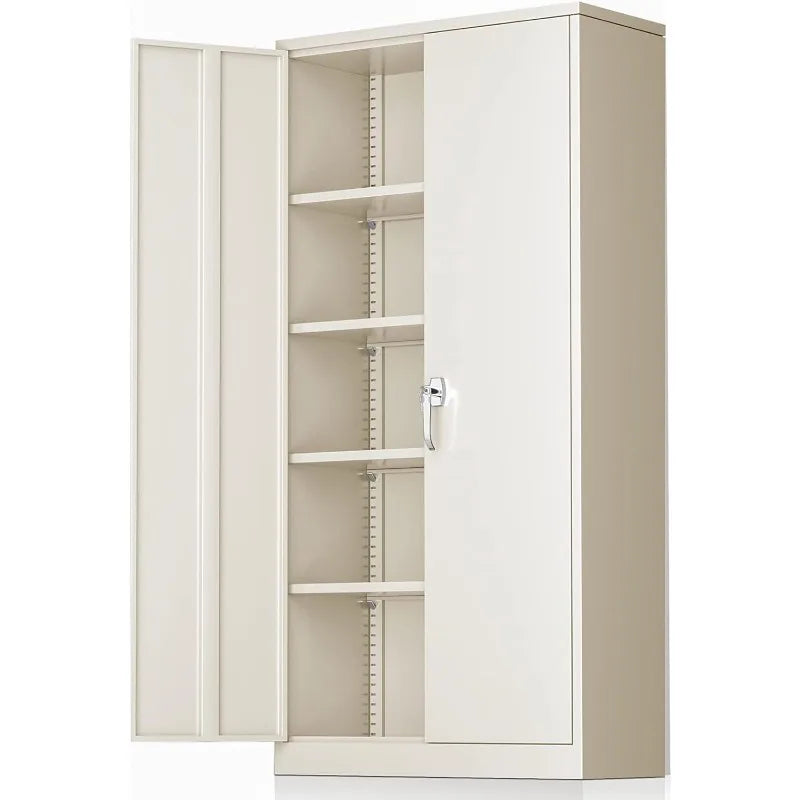 Steel SnapIt Storage Cabinet 72" Locking Metal Cabinet with 4 Adjustable Shelves, 2 Doors and Lock for File, Office, Garage,