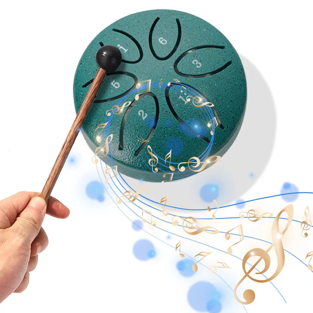 Steel Tongue Drum 3 Inch 6 Notes Mini Handpan Drum Balmy Drum with Drum Mallets for Meditation Yoga Christmas Gift Percussion