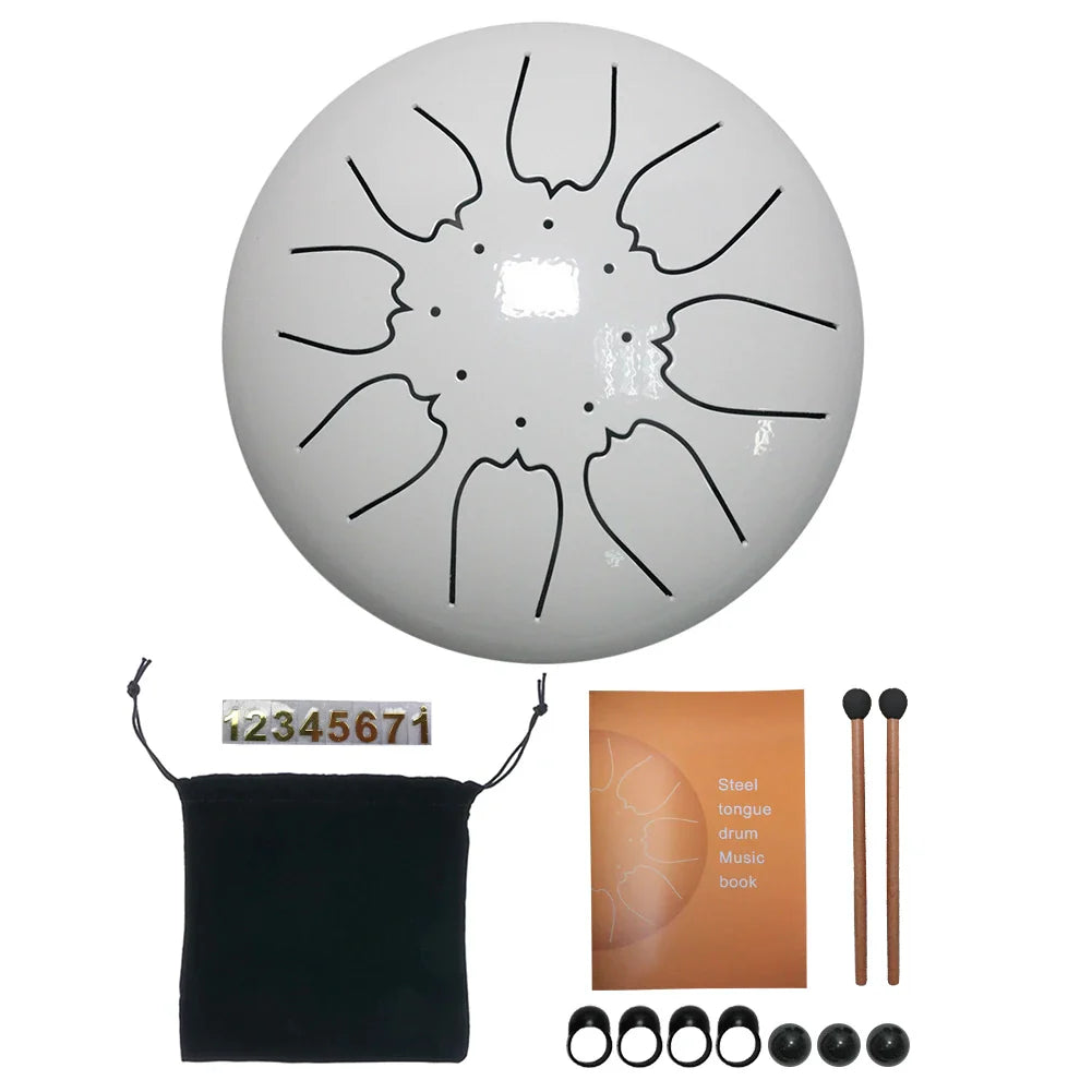 Steel Tongue Drum Set 6 Inch 8 Tune Handpan Drum Pad Tank with Drumstick Carrying Bag Percussion Instruments Accessories New