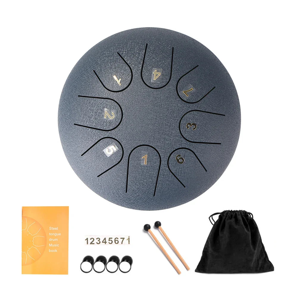 Steel Tongue Drum Set 6 Inch 8 Tune Handpan Drum Pad Tank with Drumstick Carrying Bag Percussion Instruments Accessories New