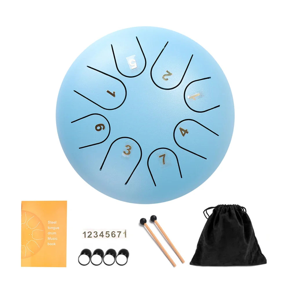 Steel Tongue Drum Set 6 Inch 8 Tune Handpan Drum Pad Tank with Drumstick Carrying Bag Percussion Instruments Accessories New