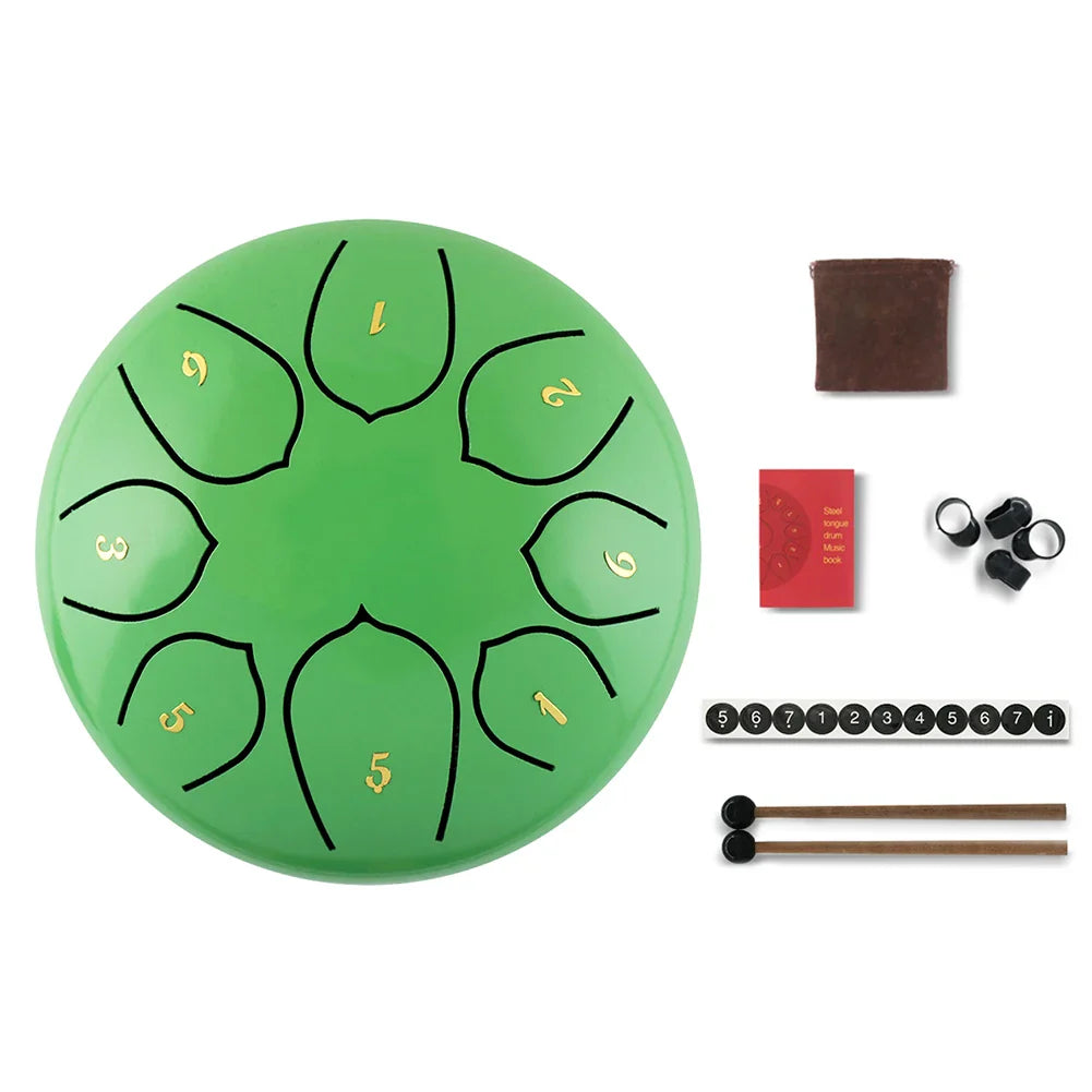 Steel Tongue Drum Set 6 Inch 8 Tune Handpan Drum Pad Tank with Drumstick Carrying Bag Percussion Instruments Accessories New