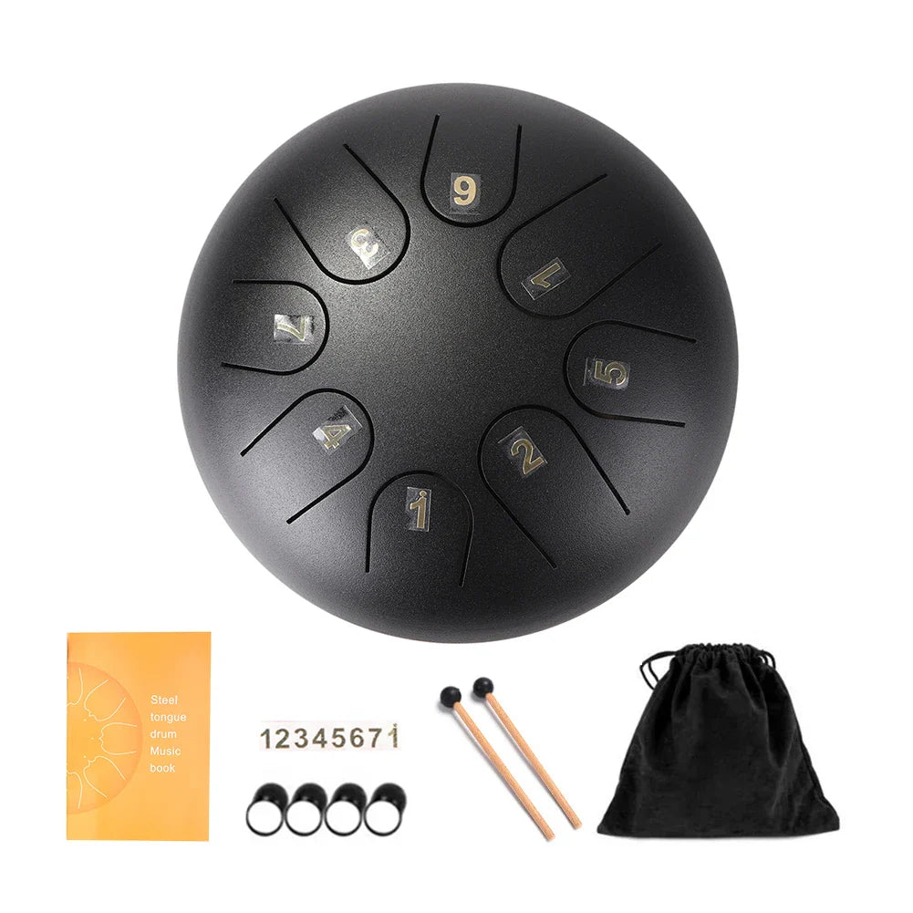 Steel Tongue Drum Set 6 Inch 8 Tune Handpan Drum Pad Tank with Drumstick Carrying Bag Percussion Instruments Accessories New