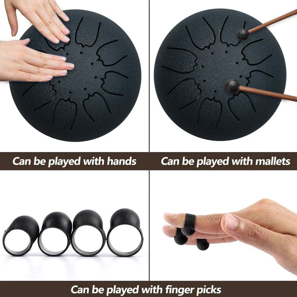 Steel Tongue Drum Set 6 Inch 8 Tune Handpan Drum Pad Tank with Drumstick Carrying Bag Percussion Instruments Accessories New