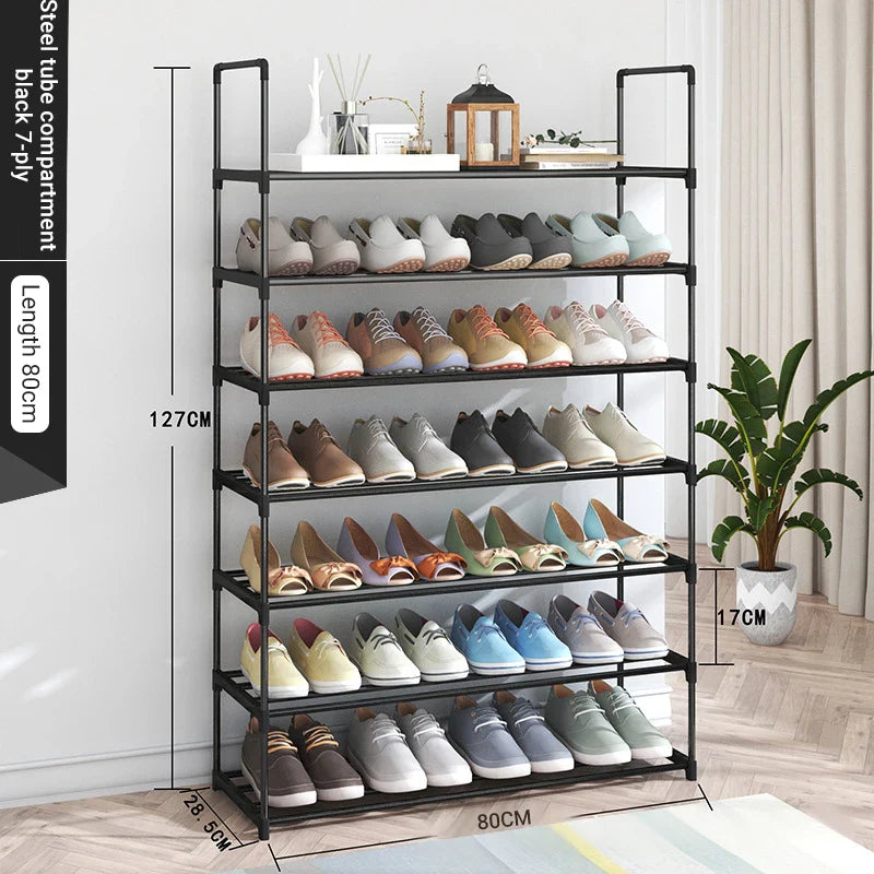 Storage shoe rack stainless steel multi-layer shoe cabinet household doorstep dustproof storage cabinet economical storage rack