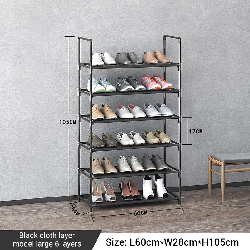 Storage shoe rack stainless steel multi-layer shoe cabinet household doorstep dustproof storage cabinet economical storage rack