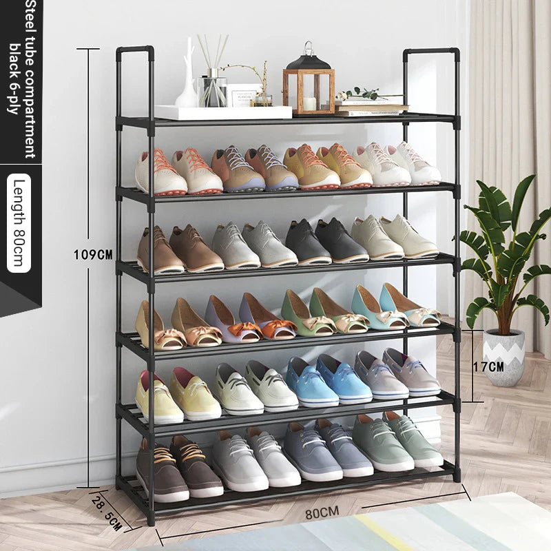 Storage shoe rack stainless steel multi-layer shoe cabinet household doorstep dustproof storage cabinet economical storage rack