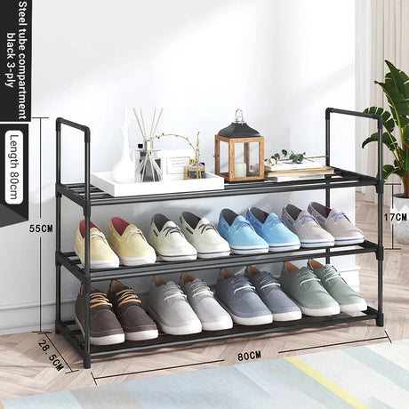 Storage shoe rack stainless steel multi-layer shoe cabinet household doorstep dustproof storage cabinet economical storage rack