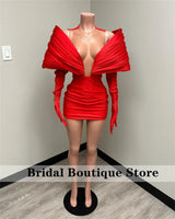 Stunning New Arrival 2024 Red Prom Gown With Two Gloves Off Shoulder Birthday Party Cocktail Dresses Robe De Bal Custom-Made