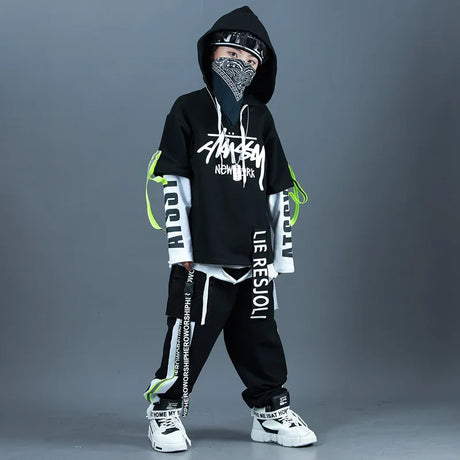 Suit Girls Boys Handsome Hiphop Boy Jazz Dance Costumes Boys Hip Hop Beautiful Fashion Costumes Kids Outfit Cos Children's Dance