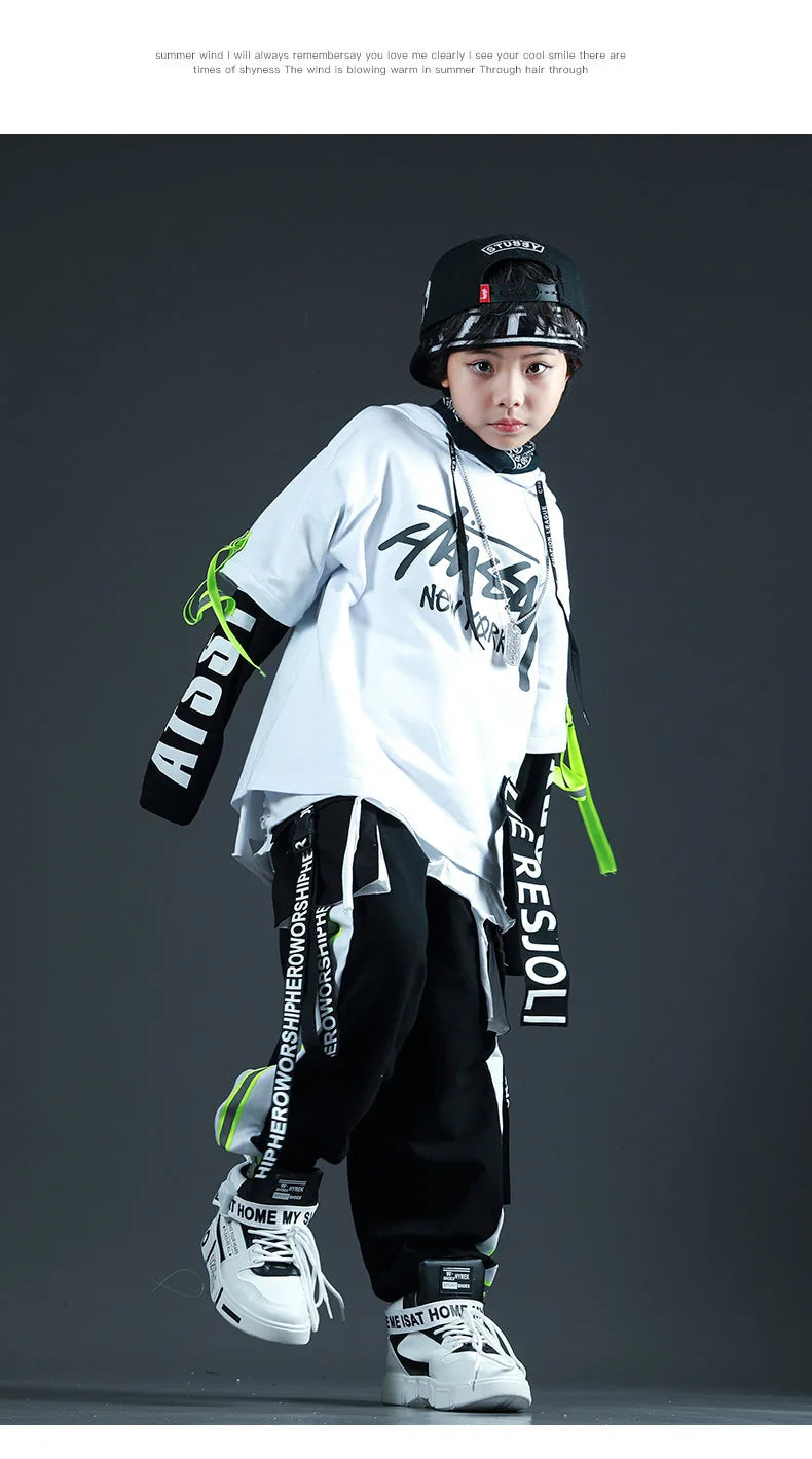 Suit Girls Boys Handsome Hiphop Boy Jazz Dance Costumes Boys Hip Hop Beautiful Fashion Costumes Kids Outfit Cos Children's Dance