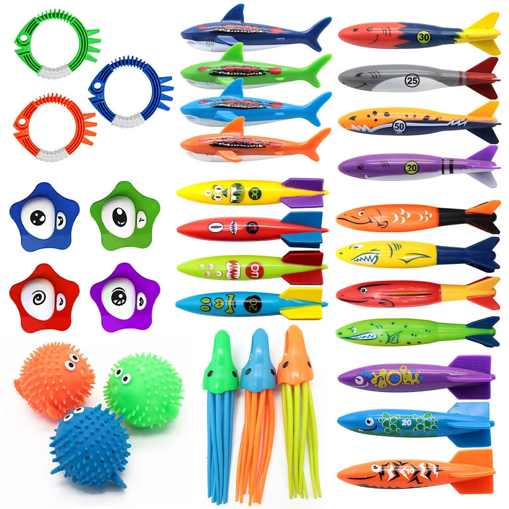 Summer Children Swimming Octopus Pool Diving Toys Set Water Sports Water Play Toys Diving Stick Gem Underwater Grabbing Toys Set