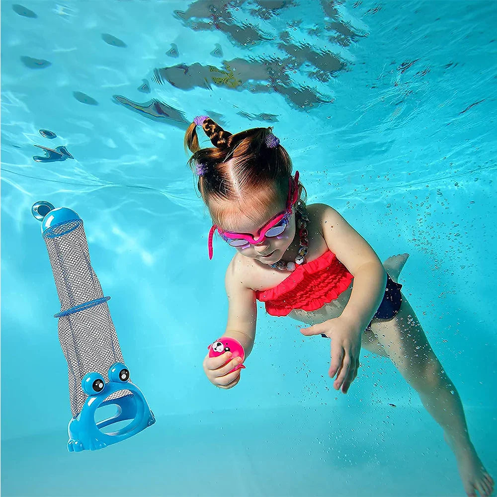 Summer Diving Training Toys Feed The Frog Game The Bottom Feeder Underwater Swimming Pool Dive Toys Bath Toys for Boys and Girls