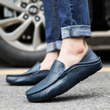 Summer Fashion Men Loafers Italian Casual Luxury Brand Men Shoes Genuine Leather Moccasins Light Breathable Slip on Boat Shoes