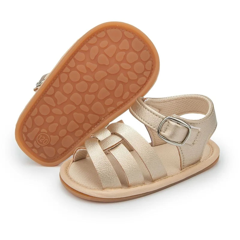 Summer New Baby Boy Girl Sandals Baby Shoes PU Anti-slip Soft Rubber Sole Newborns First Walkers Beach Infant Sandals