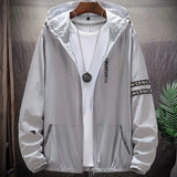 Summer Skin Coats Men Ultra Light UV Sun Protection Big Size Hooded Windbreaker Jacket Men  Striped Casual Outwear 8XL 9XL