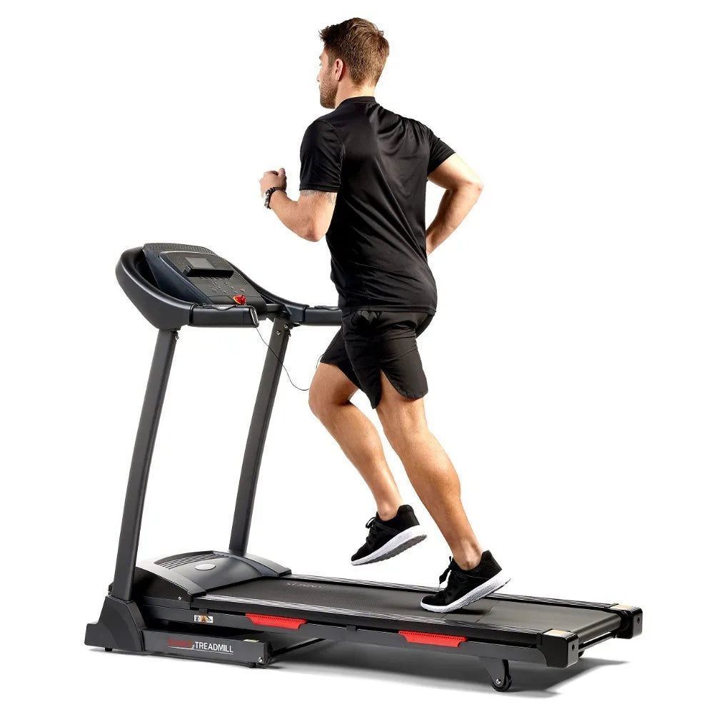 Sunny Health & Fitness Premium Folding Incline Treadmill with Pulse Sensors, One-Touch Speed Buttons, Shock Absorption