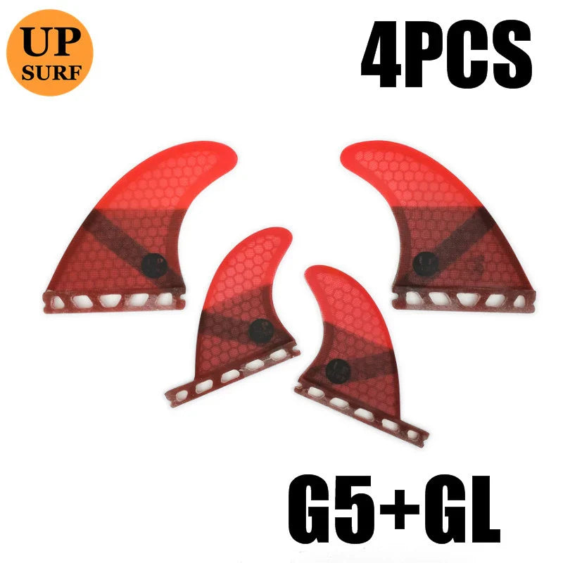 Surfing Fins 5pcs/4pcs Fins Set Single Tabs Fin M+GL UK2.1/L/GX Surf Fin Fiberglass Honeycomb Surfboard Fins Surfing Accessories