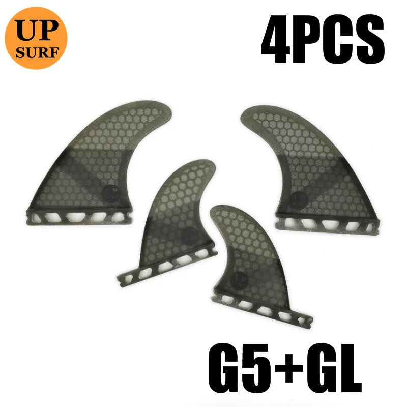 Surfing Fins 5pcs/4pcs Fins Set Single Tabs Fin M+GL UK2.1/L/GX Surf Fin Fiberglass Honeycomb Surfboard Fins Surfing Accessories