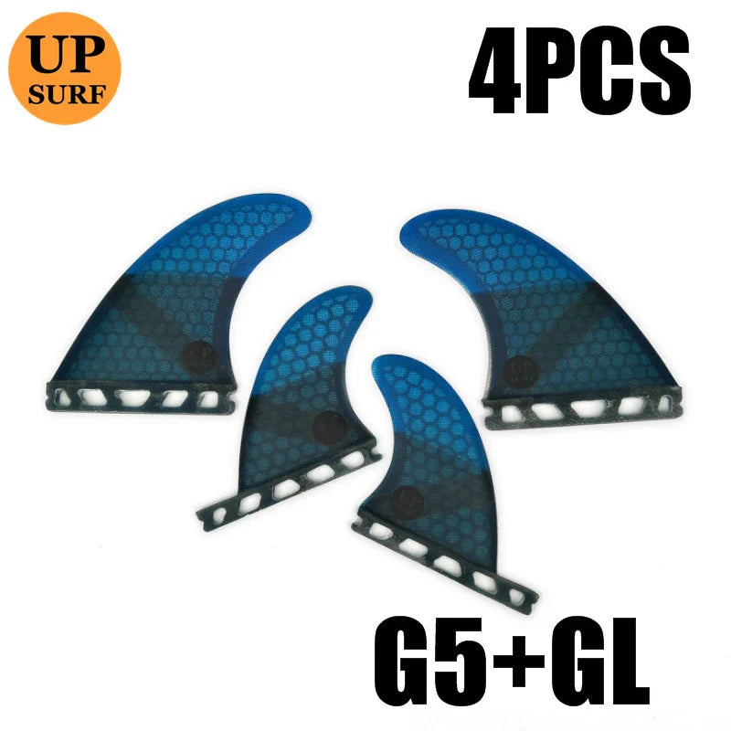 Surfing Fins 5pcs/4pcs Fins Set Single Tabs Fin M+GL UK2.1/L/GX Surf Fin Fiberglass Honeycomb Surfboard Fins Surfing Accessories