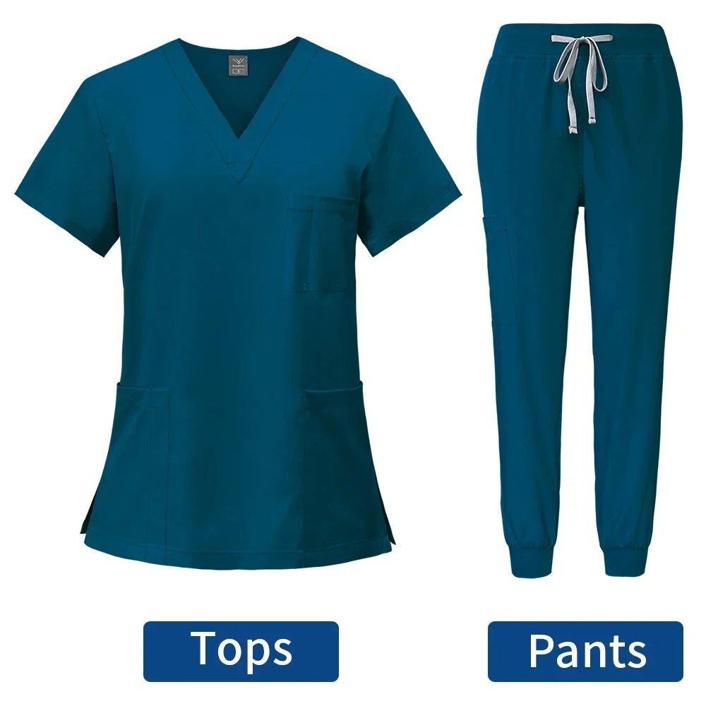 Surgical Uniforms Woman Nursing Enfermeria Sets Top + Pant Articles Medical Uniform Scrubs Clinical Beauty Salon hospital Suits