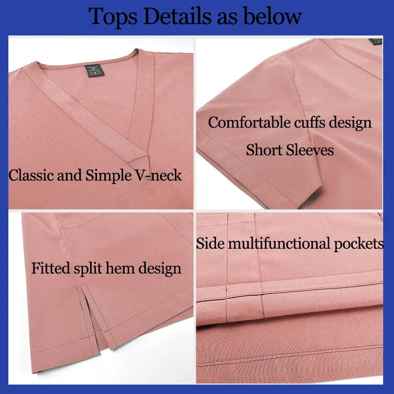 Surgical Uniforms Woman Nursing Enfermeria Sets Top + Pant Articles Medical Uniform Scrubs Clinical Beauty Salon hospital Suits