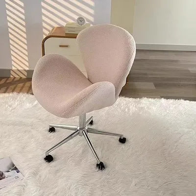 Swan Chair Fabric Sofa Chair Solid Color Cream Color Comfortable Lift Swivel Leather Leisure Chair Dressing Chair Makeup Chair