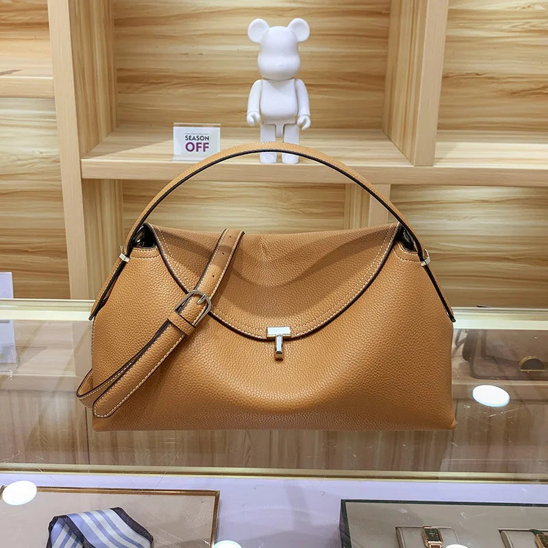 Swedish Luxury Brand Large-capacity Messenger Bag Clutch Ladies Shoulder Bag Lychee Grain Cowhide T-lock Buckle crossbody Bag