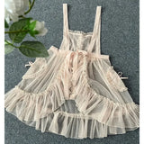 Sweet Lolita Apron Sheer Cover up Dress w. Heart Shaped Pockets