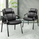 Sweetcrispy Waiting Room Chairs No Wheels, Leather Guest Chair with Padded Arm OfficeGuest Chair Conference Room Lobby Table