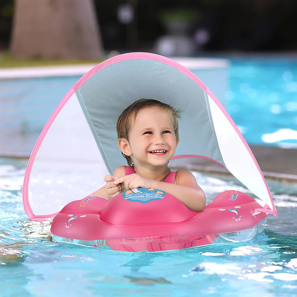 Swimbobo Baby Swimming Float With Canopy Inflatable Infant Floating Ring Kids Swim Pool Accessories Circle Bathing Summer Toys