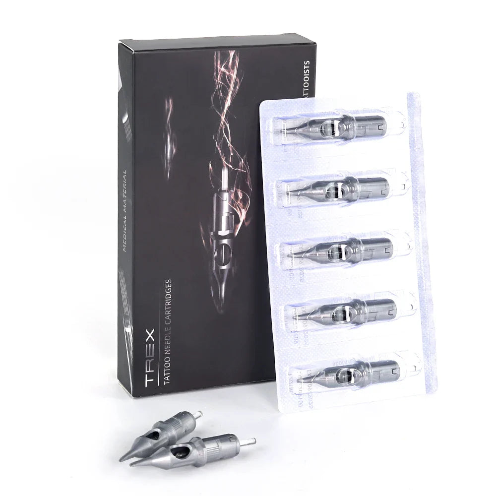 T-Rex 10Pcs/Lot NB Cartridge Tattoo Needles RL RS RM M1 Disposable Sterilized Safety Tattoo Needle for Cartridge Machines Grips