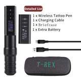 T-Rex Ambition Professional Wireless Tattoo Machine Kit Pen  With Portable Power Coreless Motor Digital LED Display For Body Art