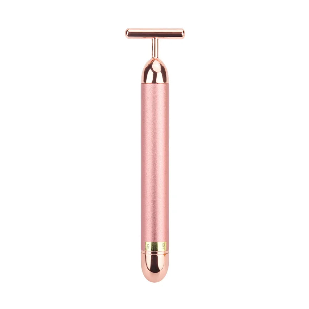 T-Shape 24k Energy Beauty Bar Vibrating Facial Roller Massager Face-lift Device Skin Tightening Anti-wrinkle Massage Roller Tool