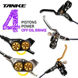 TANKE E-Bike MTB 4 Piston Hydraulic Disc Brake Set 160mm Rotors Oil Pressure Brakes Front Rear Mountain Bicycle Clamp Ultralight