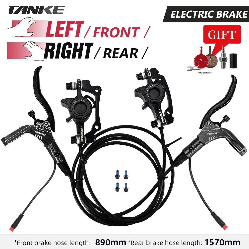 TANKE E-Bike MTB Hydraulic Disc Brake Set Electric E Scooter Power Control Shifter Bicycle Brakes 160mm rotors Aluminum Alloy