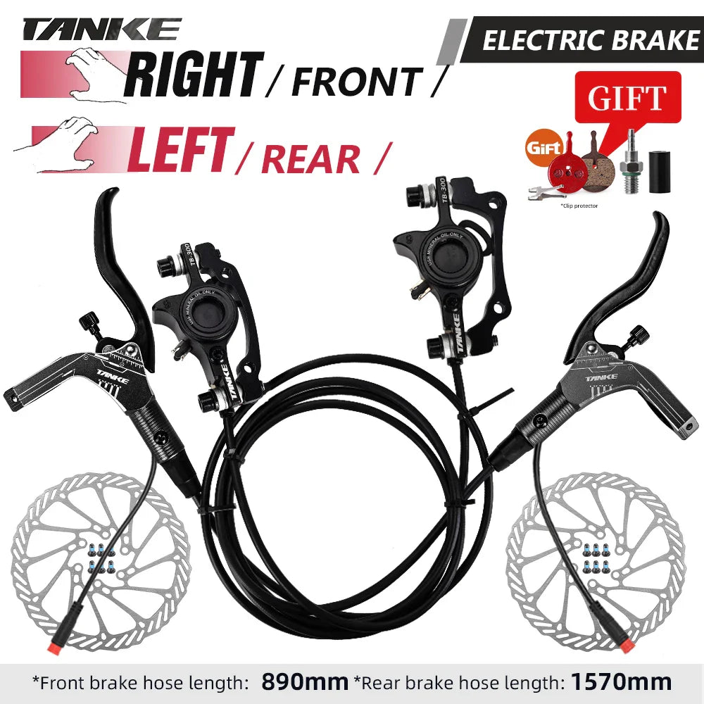 TANKE E-Bike MTB Hydraulic Disc Brake Set Electric E Scooter Power Control Shifter Bicycle Brakes 160mm rotors Aluminum Alloy