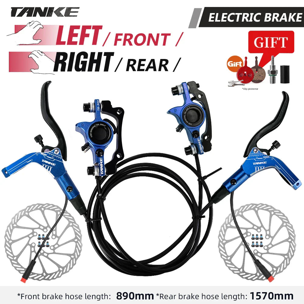 TANKE E-Bike MTB Hydraulic Disc Brake Set Electric E Scooter Power Control Shifter Bicycle Brakes 160mm rotors Aluminum Alloy