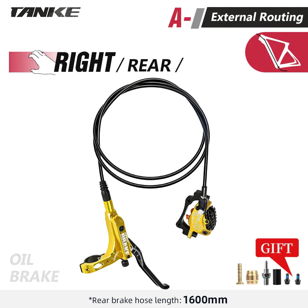 TANKE MTB 4-Piston Hydraulic Disc Brake Bicycle Resin Pad Oil Pressure Caliper Two-Way Brake 160mm Rotor Tb-600 Hydraulic Brake