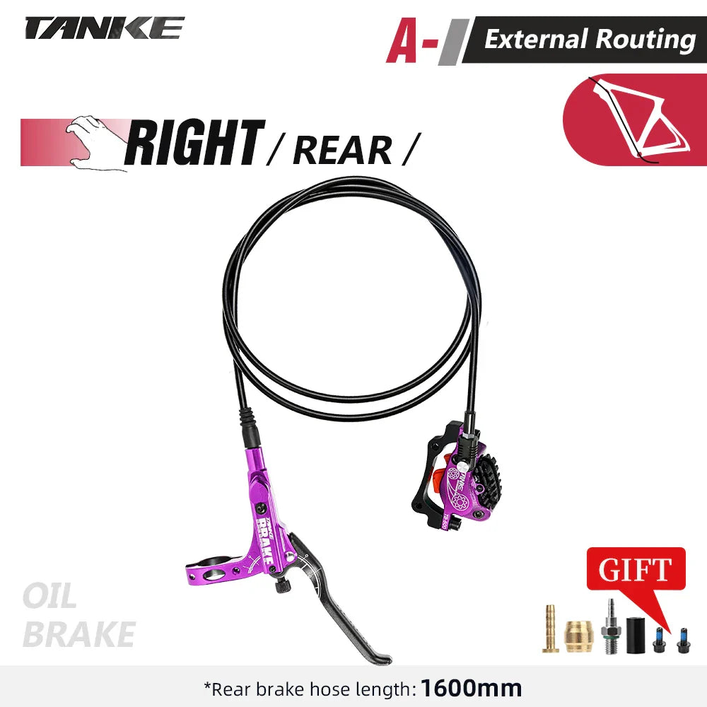 TANKE MTB 4-Piston Hydraulic Disc Brake Bicycle Resin Pad Oil Pressure Caliper Two-Way Brake 160mm Rotor Tb-600 Hydraulic Brake