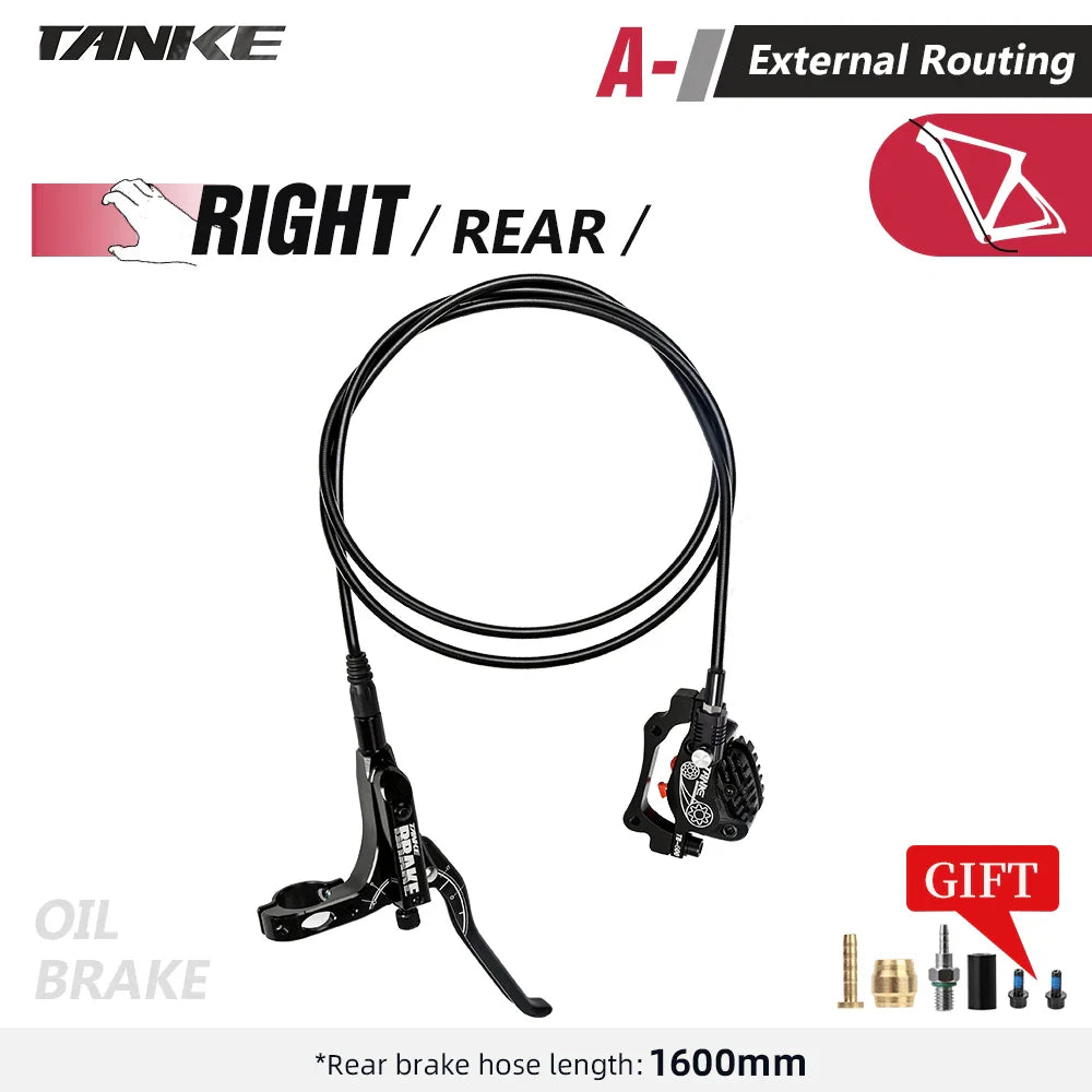 TANKE MTB 4-Piston Hydraulic Disc Brake Bicycle Resin Pad Oil Pressure Caliper Two-Way Brake 160mm Rotor Tb-600 Hydraulic Brake