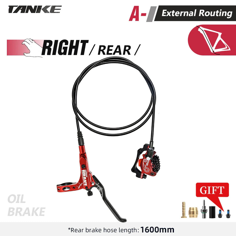 TANKE MTB 4-Piston Hydraulic Disc Brake Bicycle Resin Pad Oil Pressure Caliper Two-Way Brake 160mm Rotor Tb-600 Hydraulic Brake