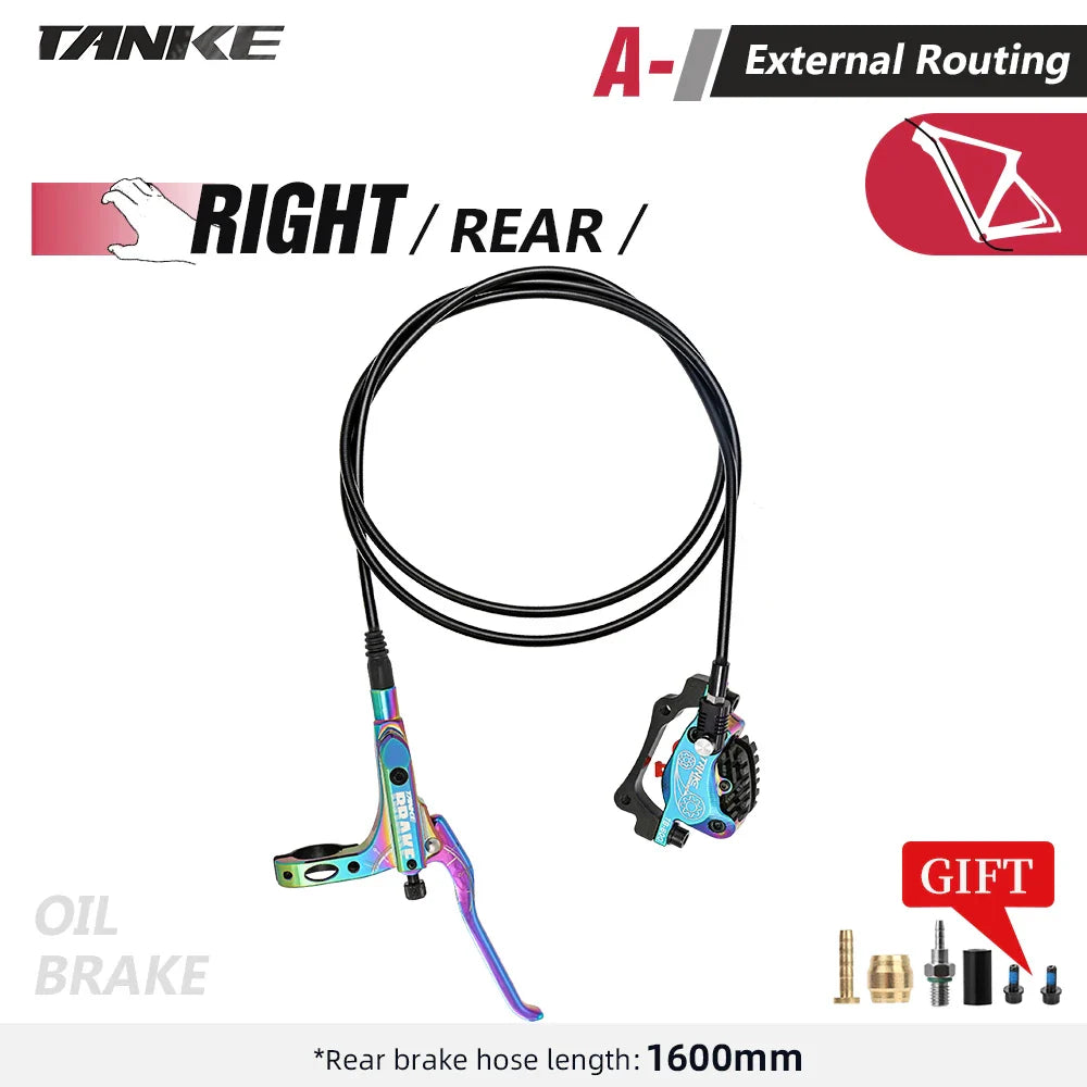 TANKE MTB 4-Piston Hydraulic Disc Brake Bicycle Resin Pad Oil Pressure Caliper Two-Way Brake 160mm Rotor Tb-600 Hydraulic Brake