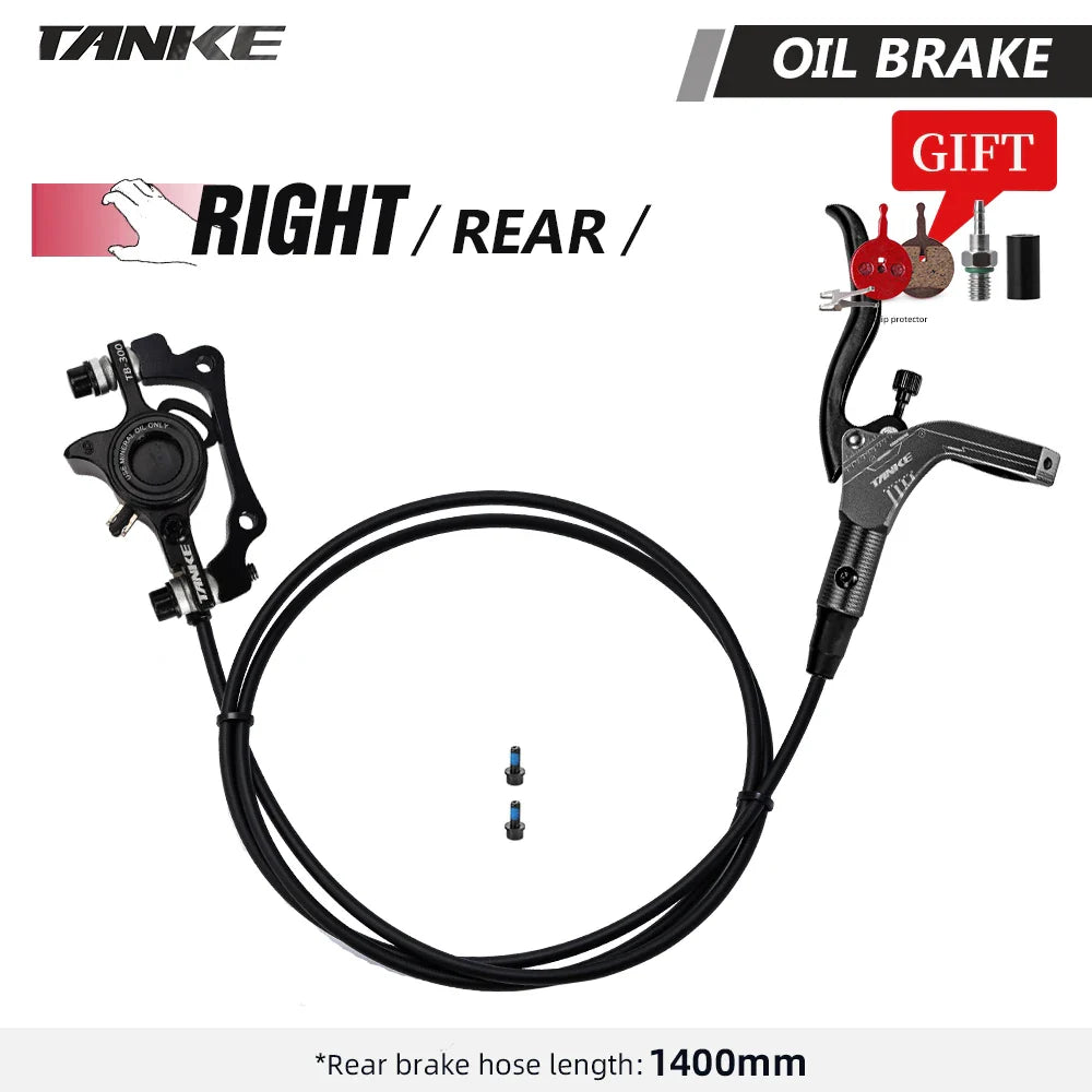 TANKE MTB Bike Hydraulic Disc Brake Set 160mm Rotors Oil Calliper Plate Front Rear Mountain Bicycle Clamp 22.2mm Handle A Pillar