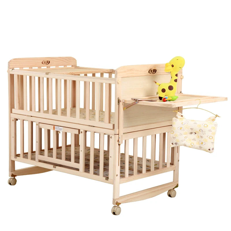 Zhitong Crib Solid Wood Paint-Free Multifunctional Bassinet Babies' Bed Newborn BB Bed Children's Bed with Mosquito Net Shaker