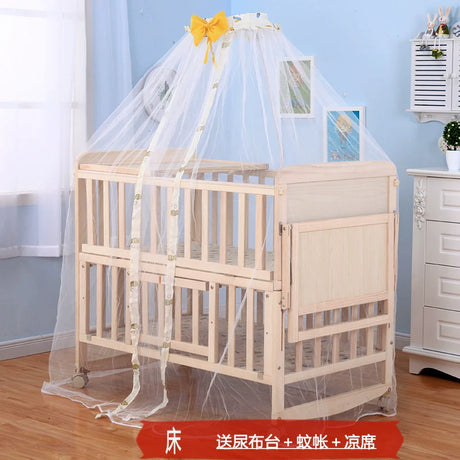 Zhitong Crib Solid Wood Paint-Free Multifunctional Bassinet Babies' Bed Newborn BB Bed Children's Bed with Mosquito Net Shaker