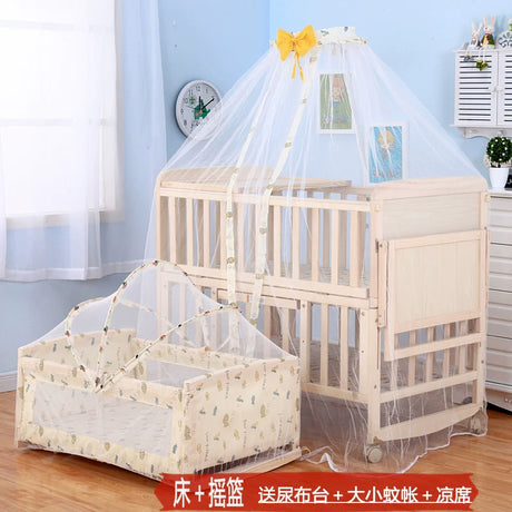 Zhitong Crib Solid Wood Paint-Free Multifunctional Bassinet Babies' Bed Newborn BB Bed Children's Bed with Mosquito Net Shaker